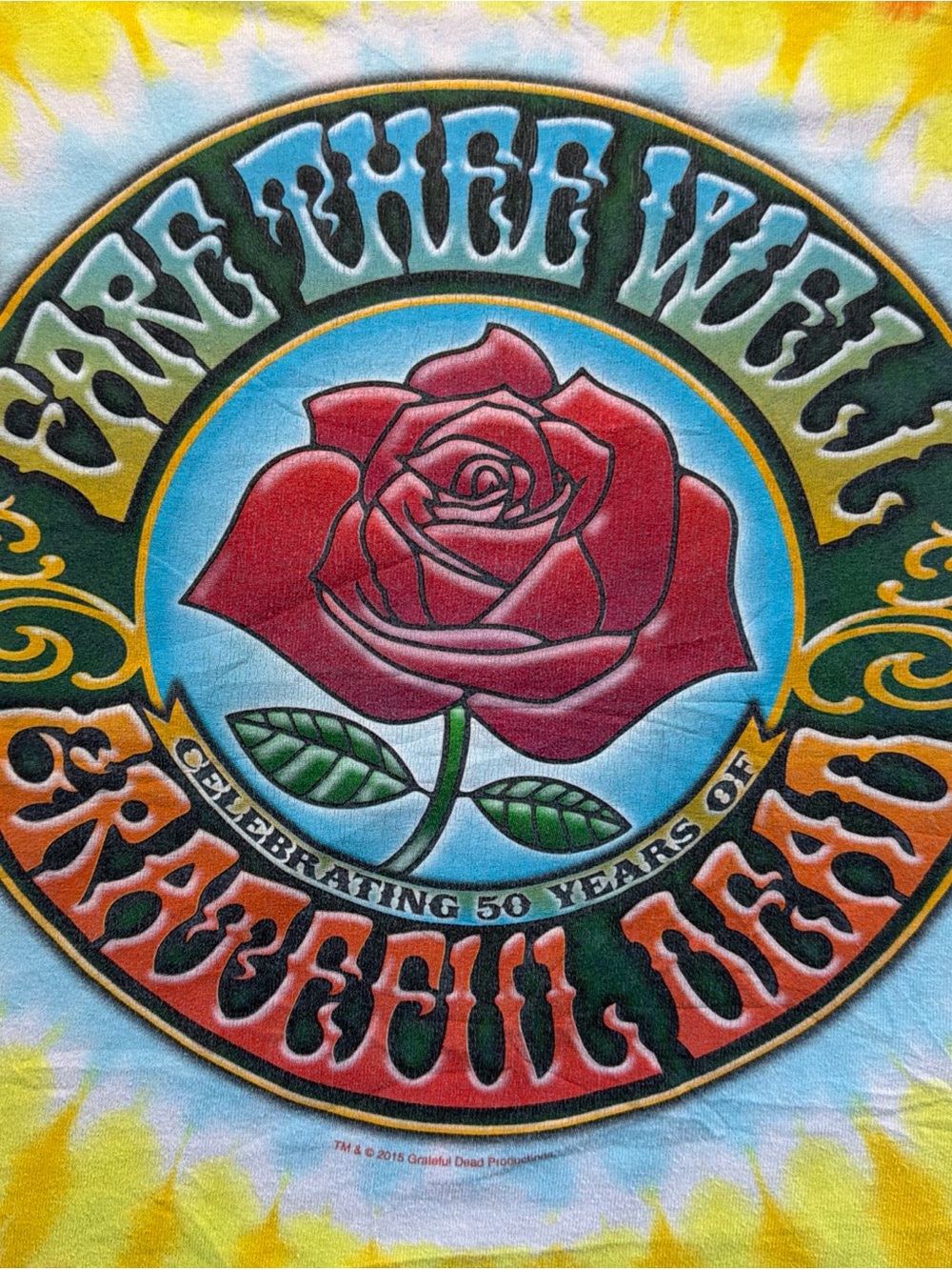 Grateful Dead Fare Thee Well 2015 50th Anniversary Tie Dye T-Shirt XL Gildan